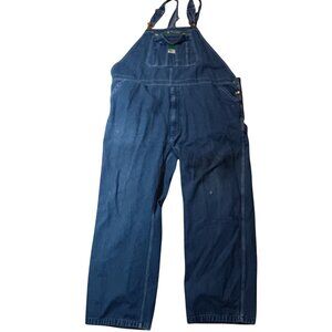 50x32 Liberty Denim Blue Bib Overalls Pockets Mens Distressed Trashed Farm